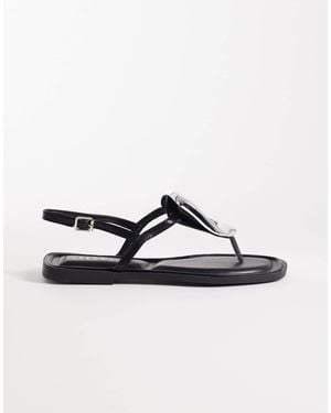 SEQWL Flat Sandals With Embellishment - Black