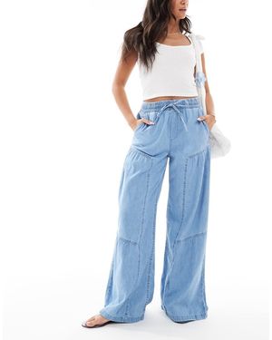 ASOS Vaqueros De Pernera Ancha Sin Cierres Con Detalle De Pespuntes De Denim Suave De - Azul