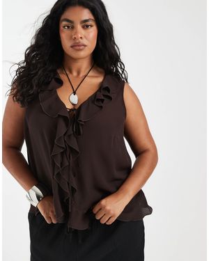 ONLY Tie Front Ruffles Top - Black