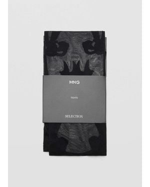 Mango Featuring Kaia Gerber Tights With Bow Detailing - Gray