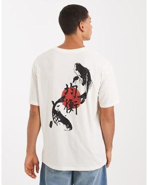 Jack & Jones Oversized T-shirt With Japanese Carp Backprint - White
