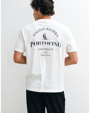 Only & Sons Oversized T-Shirt Met Portofino-Print Op De Achterkant - Wit