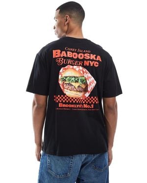 Only & Sons Camiseta Negra Extragrande Con Estampado De Hamburguesa En La Espalda De - Rojo