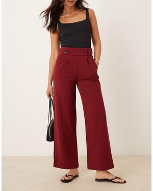 Jdy Button Detail Wide Leg Dad Trousers - Red