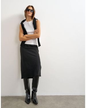 TOPSHOP Cupro 90s Length Skirt - Black