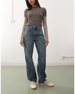 Weekday Resolute Stretch High Waist Straight Leg Jeans - Blue
