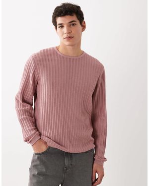 ASOS – langärmliges t-shirt aus rippstrick - Rot