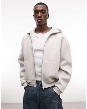 ASOS Oversized Boxy Zip Through Hoodie - Natural