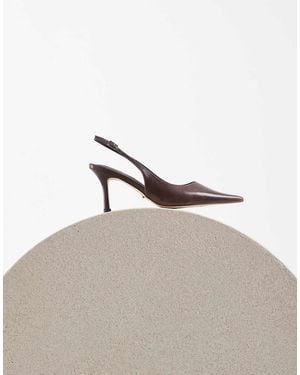 Tony Bianco Samar Zapatos Slingback De Tacón En Piel Vintage Color Chocolate-Marrón - Gris