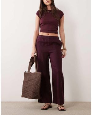 Mango 100% Linen Trouser - Red