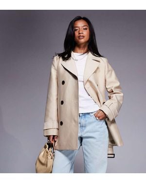 Forever New Gabardina Corta Con Cinturón De -Blanco - Neutro