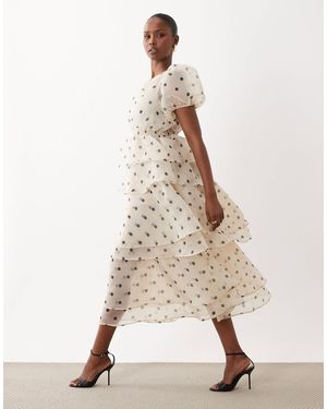 knee length dresses for ladies Mirabel Eyelet Midi Dress — Black & White main image 0