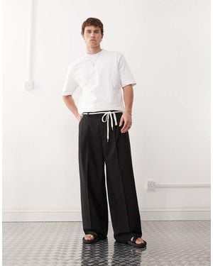 Weekday Wide Leg Tailored Trousers With Front Pleats - White