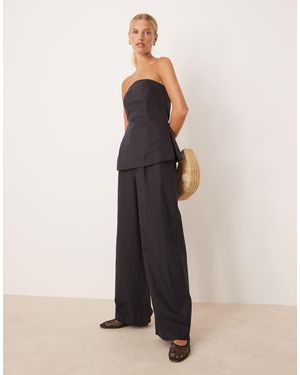 Tala Heavyweight Linen Tailored Wide Leg Trousers - Natural