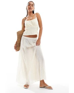 Pull&Bear Maxi Rok Met Lovertjes En Stroken - Wit