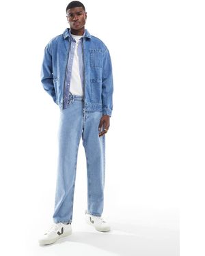 Another Influence Zip-up Denim Shacket - Blue