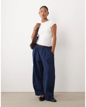 ASOS Asos Design Petite Pull On Tie Waist Trouser - Blue