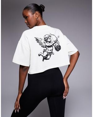 4505 Icon Cropped Heavyweight Cotton T-shirt With Back Print - White