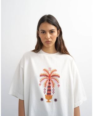 TOPSHOP Embroidered 'paradiso' Oversized T-shirt - White