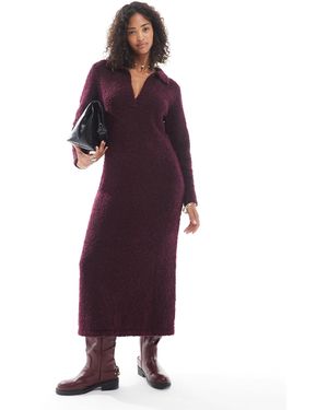 Native Youth Soft Puff Knitted Polo Dress - Purple