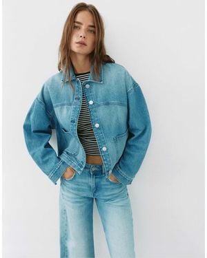 Pull&Bear Boxy denim-hemdjacke - Blau