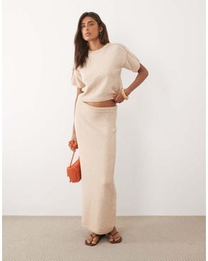 ASOS Knitted Cotton Boucle Maxi Skirt Co-ord - Natural