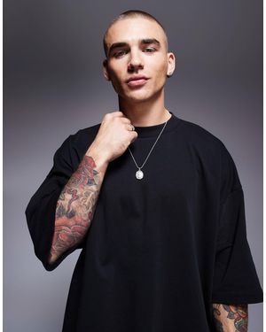 ASOS – kastiges t-shirt aus schwerem material - Blau