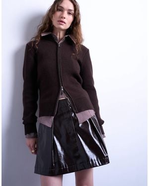 TOPSHOP Faux Leather Tailored Mini Skirt - Black