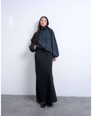 TOPSHOP Superzachte Schuingesneden Midi-Rok Van Cupro - Blauw