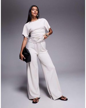 River Island Premium High Waisted Wide Leg Joggers - White