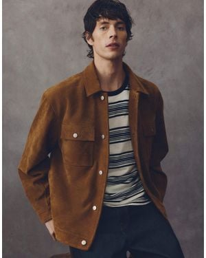 ASOS COLLECTIVE Relaxed Fit Real Suede Trucker Jacket - Brown