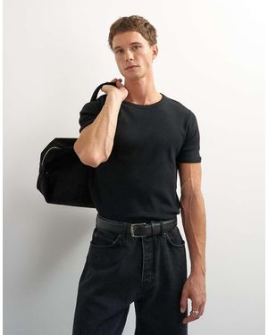 TOPMAN Camiseta De Canalé De Corte Slim En - Negro