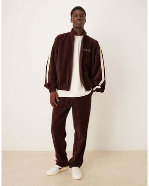 ASOS Cord Track Jacket With Embroidery - Brown