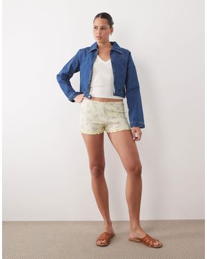 Miss Selfridge Rib Shorts With Ruffle Hem - Blue