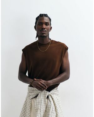 ASOS Relaxed Knit Tank Top With Ribbed Detailing - Brown