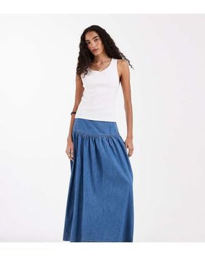 ONLY Falda Vaquera Larga Con Cintura Baja De - Azul