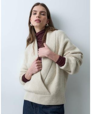 ASOS Knitted Slouchy Shawl Sweater - Grey