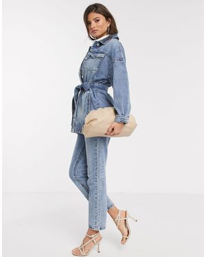 Stradivarius Denim Jacket With Belt - Blue