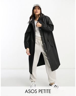 ASOS Asos Design Petite Rubberized Rain Parka Coat - White