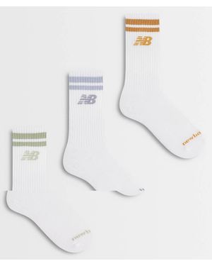 New Balance Calze A Righe Da Tutti I Giorni A Metà Polpaccio Confezione Da 3 Bianche - Bianco