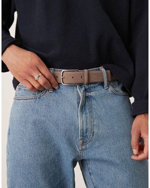 Mango Suede Square Buckle Belt - Blue