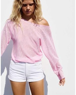 Pull&Bear Asymmetric Fine Knit Jumper - Pink