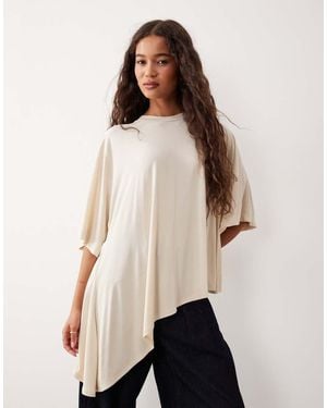 ASOS Modal Drapey Hem Asymmetric Top - Natural