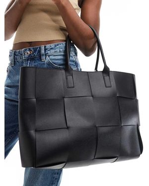 Glamorous Bolso Tote Grande Con Diseño Entretejido De - Negro