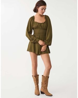 Stradivarius – flowing – playsuit - Grün