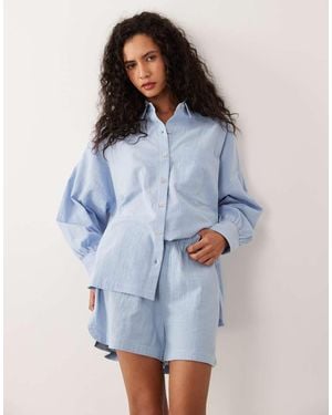 ASOS Biarritz Beach Cotton Linen Shorts - Blue