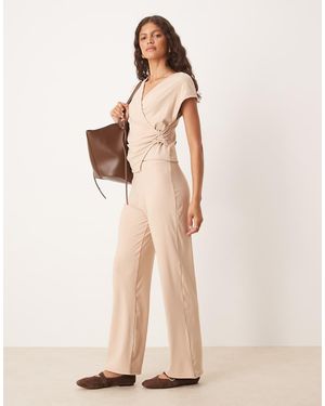 ASOS Wide Leg Trouser Co-Ord - Natural