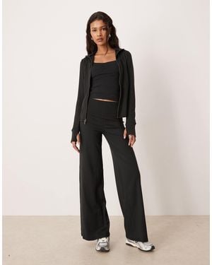 Hollister Gilly Hicks Ultra High Rise Wide Leg Pants With Internal Back Pocket Co-Ord - Black