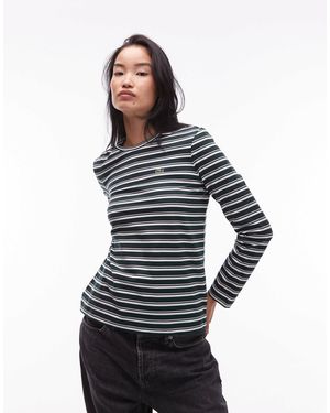Lacoste – gestreiftes, langärmliges t-shirt - Blau