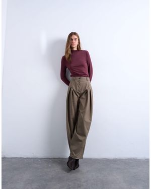 TOPSHOP Dropped Waist Barrel Trouser - Purple